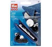 Boutons jean Prym Art Déco 20 mm acier antique - Lot de 6 Gris