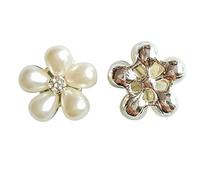 Boutons Lot de 10 boutons décoratifs en alliage strass et perles for cheveux fille, for invitation mariage, robe, artisanat(Silver)