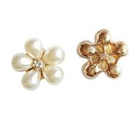 Boutons Lot de 10 boutons décoratifs en alliage strass et perles for cheveux fille, for invitation mariage, robe, artisanat(Gold)