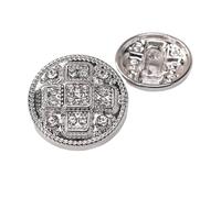 Boutons Lot de 10 boutons ronds sertis diamants et strass brillants, accessoires for vêtements pour la Couture(Silver,18mm)