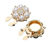 Boutons Manchette Perle Strass - 2.4cm Cache Bouton Clip On | Boutons Manchette Strass - Alliaģe Perle Simulée Fleur | Accessoire Chemise Élégant | Bijou Femme Mariage Bureau Cadeau