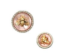 Boutons Mercerie 10PCS Diamond Bee Buttons Retro Rhinestones Metal Buttons Clothing Sewing Tailor(Pink,18MM)
