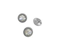 Boutons Mercerie Boutons ronds en strass 12,5/15/18/21 mm, décoration de bijoux, boutons métalliques dorés for vêtements, accessoires de couture, bricolage(Clear silver,21mm 6pcs)