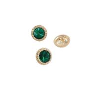 Boutons Mercerie Boutons ronds en strass 12,5/15/18/21 mm, décoration de bijoux, boutons métalliques dorés for vêtements, accessoires de couture, bricolage(Green gold,12.5mm 6pcs)