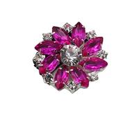 Boutons Mercerie Lot de 5 boutons plats en métal plaqué argent avec strass brillants de 27 mm, accessoires de décoration for vêtements et nœuds de couture(Color 15)