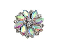 Boutons Mercerie Lot de 5 boutons plats en métal plaqué argent avec strass brillants de 27 mm, accessoires de décoration for vêtements et nœuds de couture(Color 20)