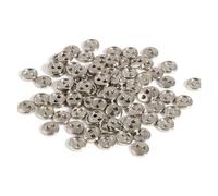 Boutons Mercerie Lot de 50 mini boutons métalliques 3/4/5 mm for boucles rondes à 2 trous, for la fabrication de cartes, le scrapbooking, la couture(Silver,4.0mm)