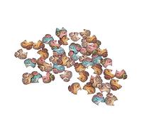 Boutons mignons en bois synthétique, couleurs assorties, longueur 1,25, prêts à coudre (style écureuil, 50 pièces)