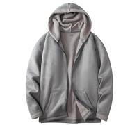Boutons pour chemise matelassée doublée d'hiver pour homme, chaud et épais, en polaire, décontracté, fermeture éclair, cardigan, chaussures de robe, 2-gris, XXXL