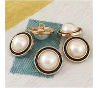 boutons pour la couture, 10 pièces 15/20/25mm beaux boutons de perles en métal for vêtements couture veste pull chemise boutons-noir argent, 20mm (Color : Black Gold, Size : 15mm)