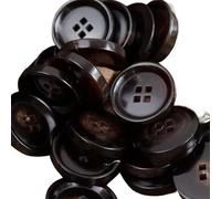 Boutons pour vêtements Lot de 6 boutons costume printemps-été en corne, trou carré, marron foncé, brillant, mat, for veste, manteau, accessoires couture, pardessus, tricot(Shiny Brown,19.8mm (6pcs))