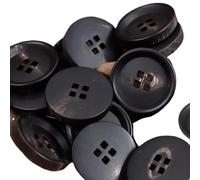 Boutons pour vêtements Lot de 6 boutons costume printemps-été en corne, trou carré, marron foncé, brillant, mat, for veste, manteau, accessoires couture, pardessus, tricot(Matte Black,17.5mm (6pcs))