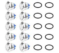 Boutons Poussoirs Momentanés 16mm, Lot de 10 Bouton De Démarrage Rond, Commutateurs Boutons Poussoirs Momentanés en Métal, Étanche en On Off Bouton-Poussoir Interrupteur 3 A/12 V/24 V/125 V/250 V