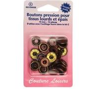 Boutons pression 15mm tissus lourds et épais - nickelé, noir, bronze X 12 - Distrifil(...) - Bronze Marron Bronze Marron G