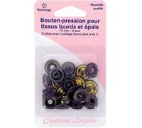 Boutons pression 15mm tissus lourds et épais - nickelé, noir, bronze X 12 - Distrifil(...) - Noir G