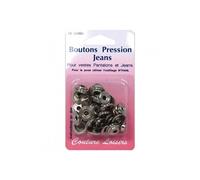 Boutons pression 15mm tissus lourds et épais - nickelé, noir, bronze X 12 - vendu par 50 cm(...) - Nickele Gris