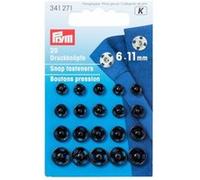 Prym Boutons pression à coudre 6–11 mm – Noir