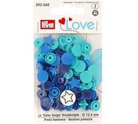 Boutons pression - Color snaps - étoiles - bleu/marine/turquoise - D12,4 mm - 21 pièces Bleu