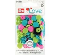 PrymLove Flower Shape Non-Sew ColorSnaps 13.6mm Snap Fasteners by Prym Love-Assorted Pack of Turquoise, Apple Green and Bright Pink (30pc), 12 x 7 x 2 cm