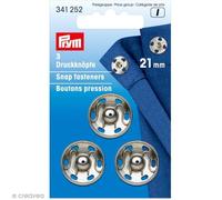 Prym Pressions à coudre en laiton argenté 21 mm