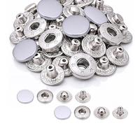 Boutons pression en métal de 15 mm - 4 boutons pression à ressort S - Boutons pression argentés nacrés inoxydables pour le bricolage, la réparation de vestes et de vêtements, sacs, sacs à main