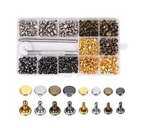 Boutons Pression en Métal, Vêtements Pression Cuivre, 240 Pièces Tubulaire Rivet, Rivets en Cuir, Double Rivet, Pour Vêtements, Portefeuille en Cuir, Craft DIY, 4 Couleurs(Produit Est Rivets Sets)