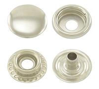 Boutons pression ressort annulaire, en quatre parts, laiton, inoxydable, à partir de 50 pièces (argent, 12,5 mm)