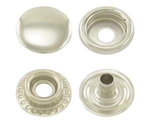 Boutons pression ressort annulaire, en quatre parts, laiton, inoxydable, à partir de 50 pièces (argent, 12,5 mm)