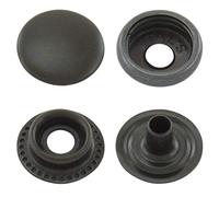 Boutons pression ressort annulaire, en quatre parts, laiton, inoxydable, à partir de 50 pièces (noir, 15 mm)