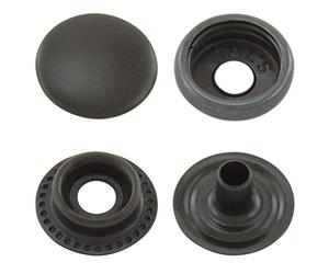 Boutons pression ressort annulaire, en quatre parts, laiton, inoxydable, à partir de 50 pièces (noir, 15 mm)