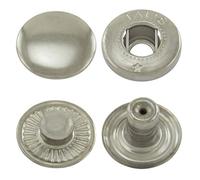 Boutons pression ressort en S, snaps, laiton, inoxydable, à partir de 50 pièces (argenté vieilli, 10 mm)