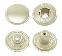 Boutons pression, snaps, ressort en S, quatre parties, acier, à partir de 50 pièces (argent nickelé, 12,5 mm)