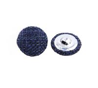 Boutons recouverts de tissu, Boutons de couture ronds recouverts lin multicolores, 30 pièces, 15-30mm, for vêtements bricolage(Navy Blue,30MM)