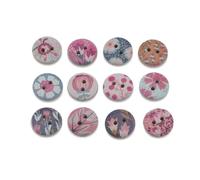 Boutons ronds en bois avec impression de fleurs, mélange richement coloré, couture, Scrapbooking, vêtements, artisanat, accessoires travail manuel, 15mm, 50 pièces Pour La Couture