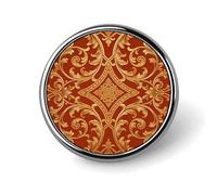 Boutons ronds en métal avec motifs de murs rouges et vignes dorées - 2,5 cm
