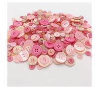 Boutons ronds en résine de 1 à 3cm, 100 pièces, boutons de couleurs mélangées, peinture manuelle, 2/4 trous, for bricolage, accessoires de couture artisanaux(Pink Series)