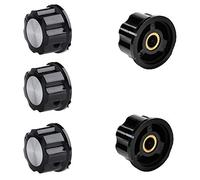 Boutons rotatifs pour potentiomètre d'arbre - 5 pcs Boutons rotatifs supérieurs dans Une tonalité argentée Noire 24mm pour Un diamètre de 6mm. Potentiomètre à Arbre créatif et utile