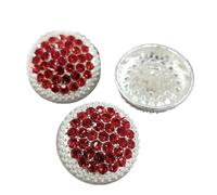 Boutons Strass Boutons de luxe en métal strass rouge for vêtements, bouton de couture rond doré brillant for(Red with silver,18mm 6pcs)