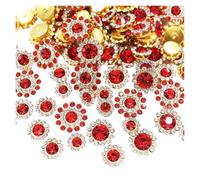 Boutons Strass Pour Femme Lot de 100 strass à coudre en forme fleur, cristaux brillants, garniture, pierres verre, perles, boutons, artisanat, couture, for vêtements, décoration(Siam,12mm)