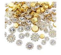 Boutons Strass Pour Femme Lot de 100 strass à coudre en forme fleur, cristaux brillants, garniture, pierres verre, perles, boutons, artisanat, couture, for vêtements, décoration(Crystal,14mm)