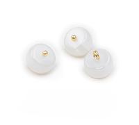Boutons tendance, 30 pièces de 10 mm, bleu, petites boules rondes, semi-circulaires, décoratives for la fabrication de tissus, boutons à tige en résine(1# white)
