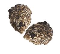 Boutons Tête de Lionceau en Laiton Vieilli, Lot de 2, Style Vintage