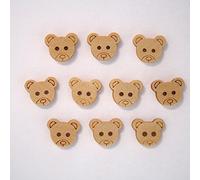 Boutons Tête d'Ourson en Bois Naturel 12mm : Lot de 10