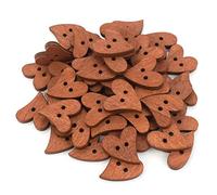 Boutons vintage, cœurs en bois - Boutons en forme de cœur en bois - 100 pièces/lot en marron à coudre en forme de cœur pour loisirs créatifs, scrapbooking, 20 mm pour accessoires vêtement, bo