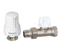 BOUTTÉ - Ensemble robinet droit M12x17 avec tête thermostatique - Pour radiateur eau chaude