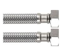 Flexible sanitaire femelle-femelle - BOUTTE - 15x21 - Annelé - Chromé - 50 cm