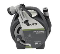 BOUTTE - Mini dévidoir portable 10 m - Tuyau Ø10 mm avec lance 6 jets - Idéal petits jardins, terrasse et balcon