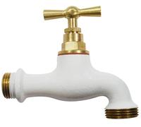 Boutté - Robinet laiton blanc - Entrée 15x21 (1/2") Nez 20x27 - Raccord standard arrosage - Finition décorative
