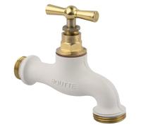 Boutté - Robinet laiton pierre blanche - Entrée 15x21 (1/2") Nez 20x27 - Raccord standard arrosage - Finition décorative