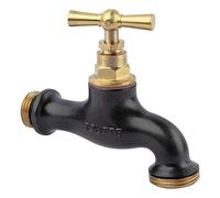 Boutté Robinet laiton teck noir Entrée 15x21 (1/2") Nez 20x27 Raccord arrosage Finition décorative